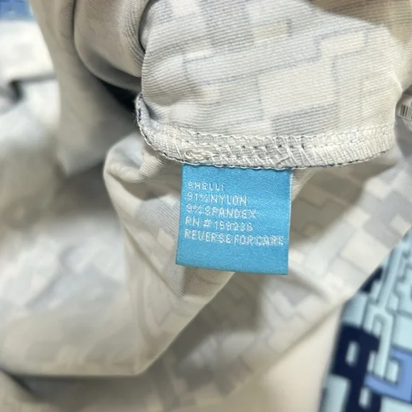 J.cMLAUGLIN GEOMETRIC BLOUSE WOMEN STRETCHY ELBOW SLEEVE BLUE Sz LARGE - Picture 6 of 12